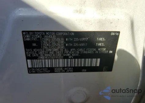 2016 Toyota Rav4 Le from USA, damaged, VIN JTMBFREV7GD191323